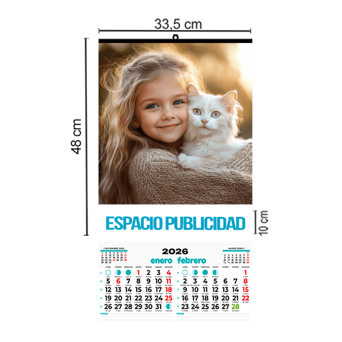 Calendario Pared Doble Folio 33,5x48 cm Bimensual