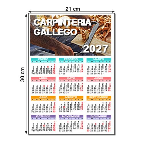 Calendario Pared anual 21x30 cm TODO COLOR