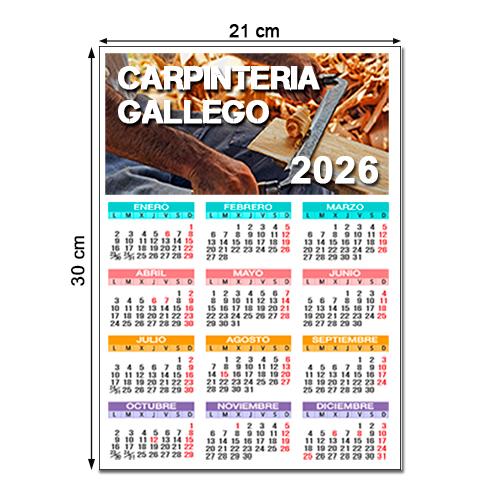 Calendario Pared anual 21x30 cm TODO COLOR