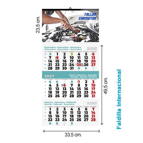 Calendario Pared Internacional 33,5x23,5 cm TODO COLOR
