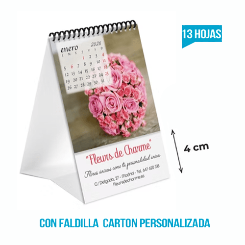 Calendario Sobremesa 13 Hojas MINI W-O Con Faldilla 9,7x14 cm TODO COLOR