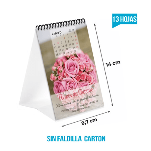 Calendario Sobremesa 13 Hojas MINI W-O Sin Faldilla 9,7x14 cm TODO COLOR