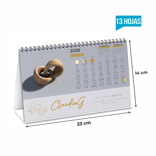 Calendario Sobremesa 13 hojas W-O 23x14 cm  TODO COLOR
